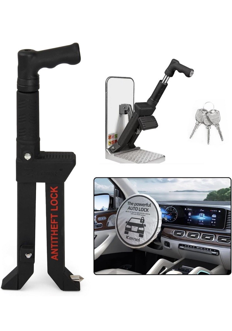 Brake Pedal Lock, Anti Theft Car Device, or Clutch V15, Black