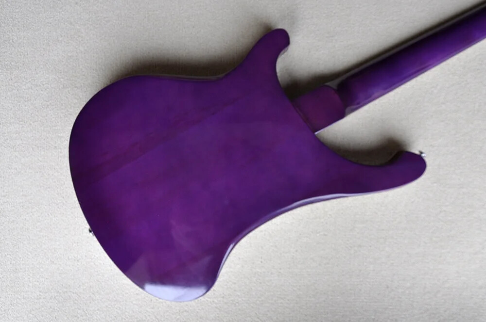Purple 4 Strings Electric Bass Guitar with Chrome Hardware Flame Maple Top