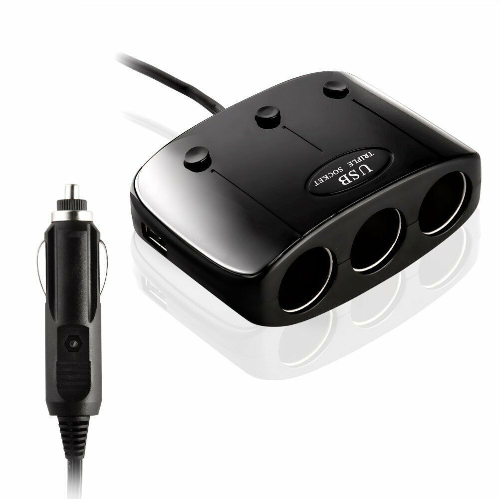 In-car 3 Sockets Lighter DC 12V/24V Car Charger Splitter Multiplier