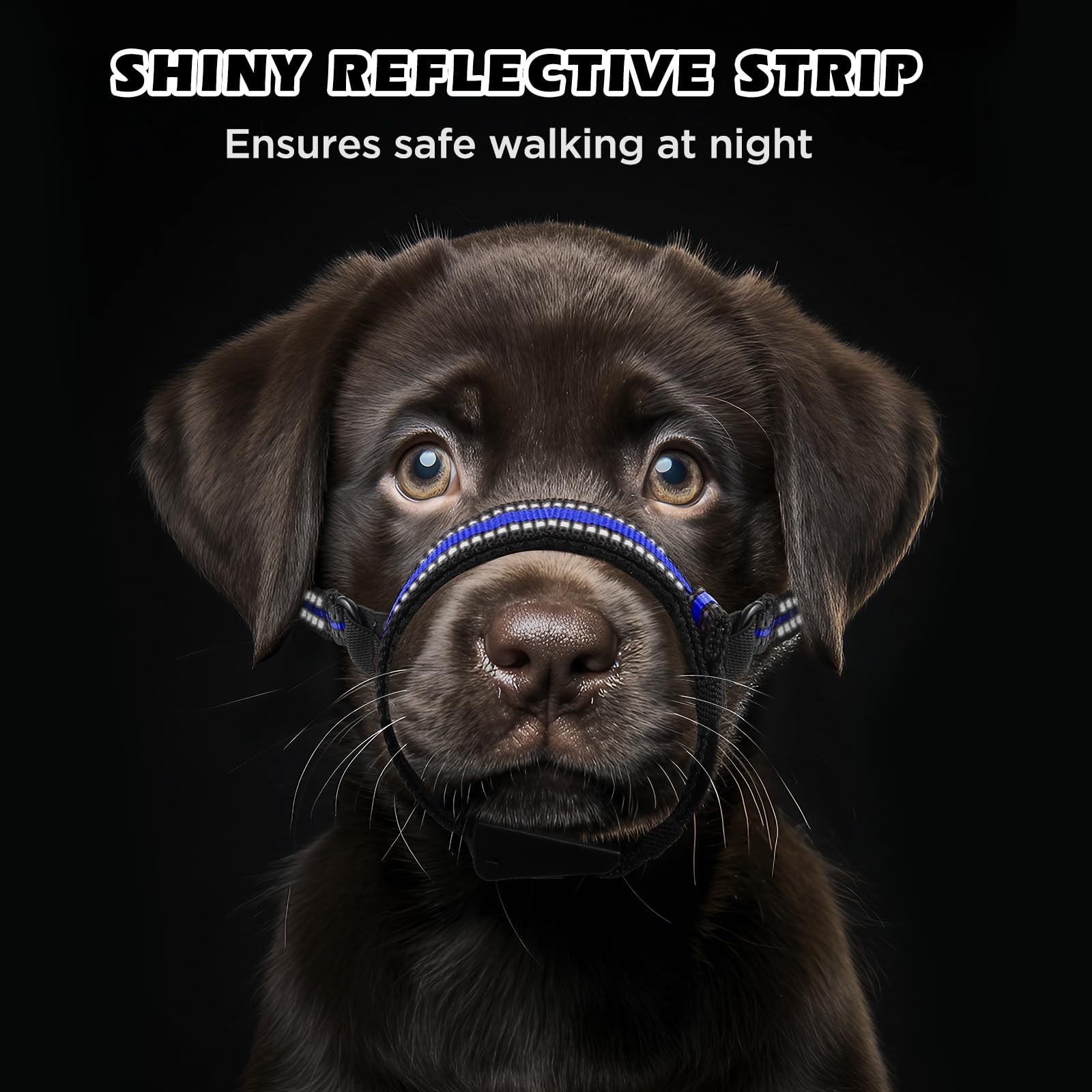 BONTHEE Dog Muzzle,Anti-Bite Adjustable Breathable Soft Muzzle for M, Blue