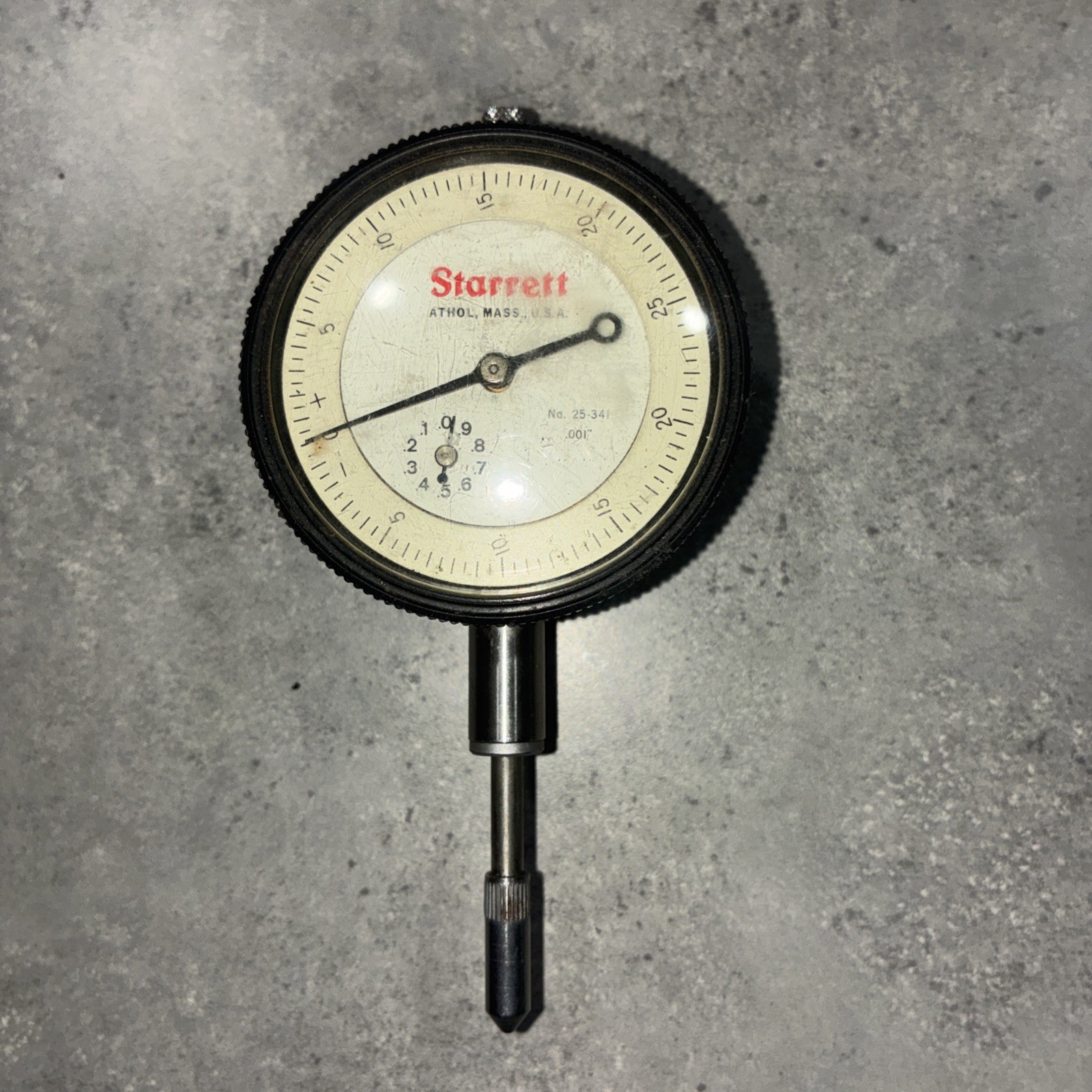Vintage Starrett No. 25-341 Dial Indicator  .001