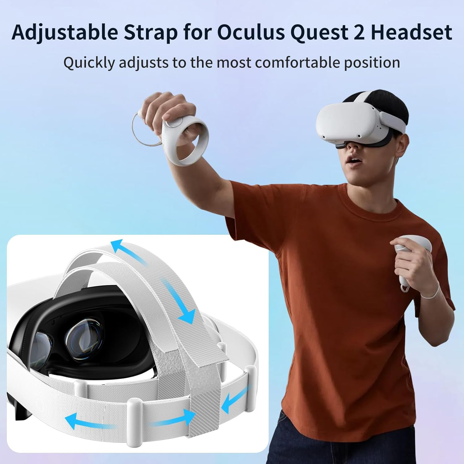 Replacement Head Strap for Quest 2 VR Headset Accessories Lightweight Adjustable