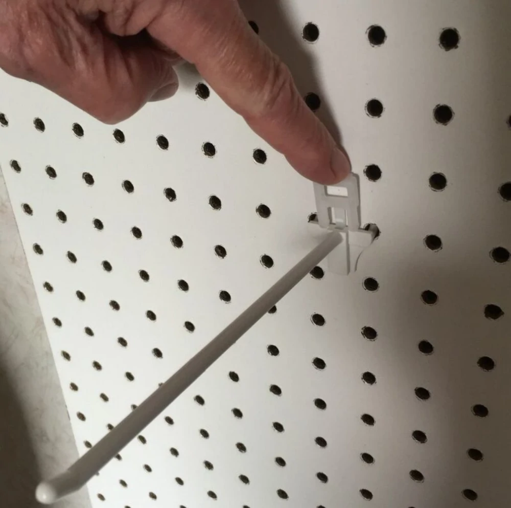 (250 PACK) White Peg Locks. Only Fits Our Plastic Pegboard Hooks (With 12 Keys)