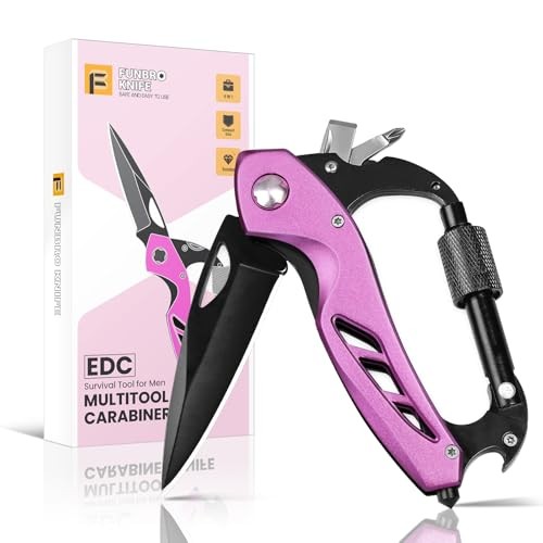 FUNBRO Pink Multitool Carabiner, Stocking Stuffers Gifts for Mom Cute Pink