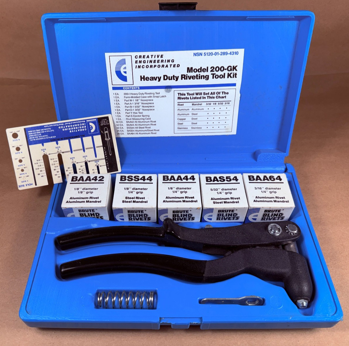 Creative Engineering Inc. 200-GK Heavy Duty Riveting Tool Kit w/ Case