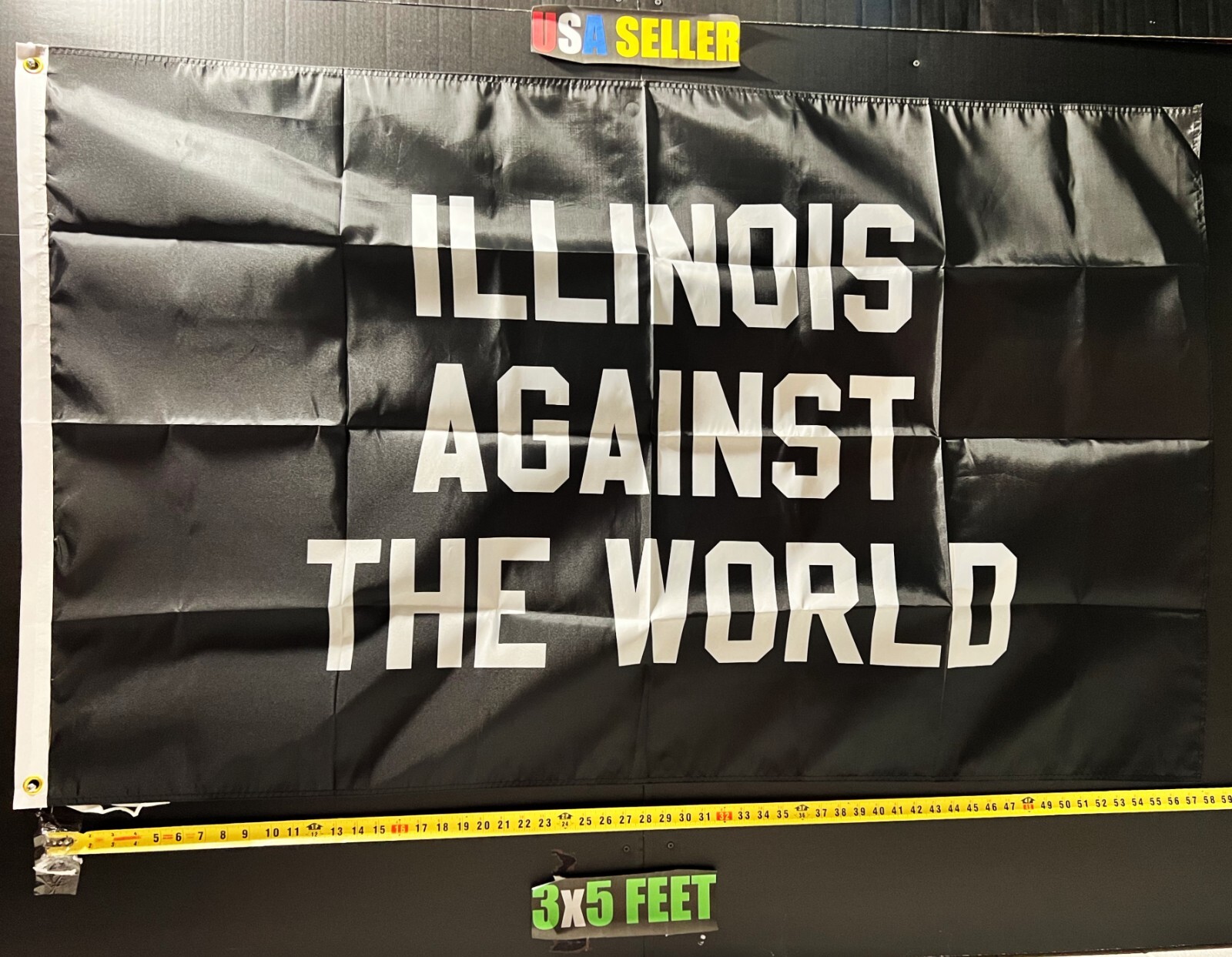 Illinois Flag FREE SHIPPING Against The World B Beer Dorm Room Sign USA 3x5'