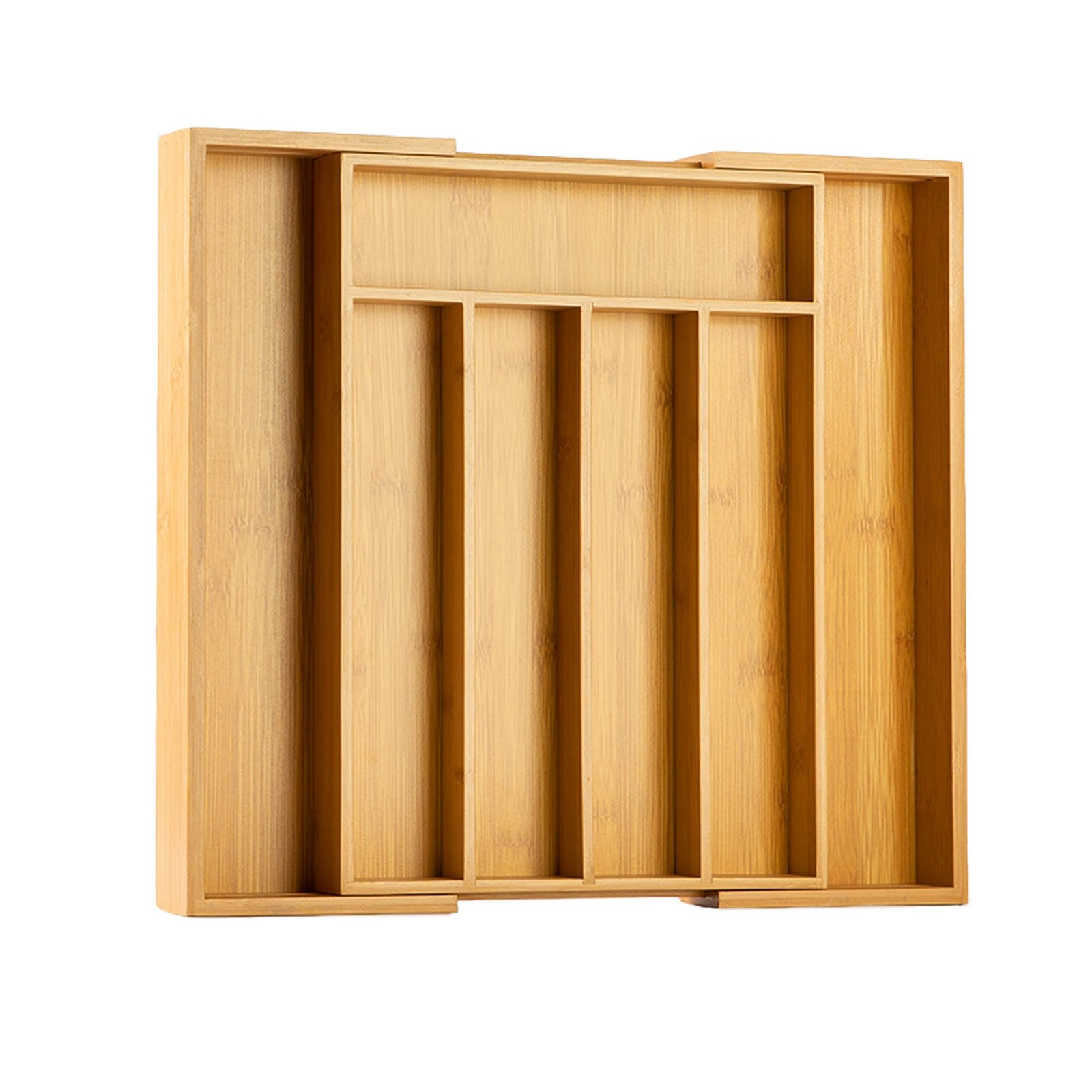 Bellsal Silverware Organizer Kitchen Drawer 7 Slots Expandable, Nature