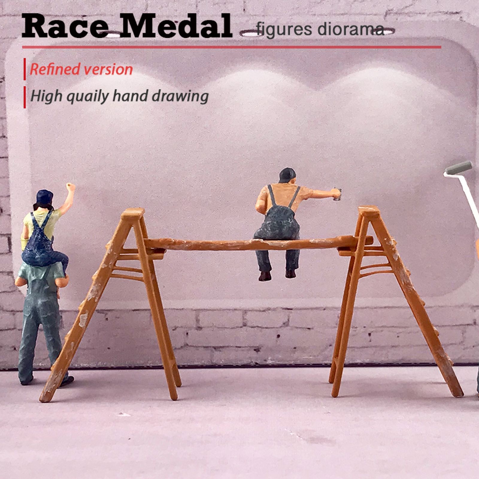 1/64 Painted Figure Mini Model Miniature Resin Diorama Painter Worker GraffitiCy