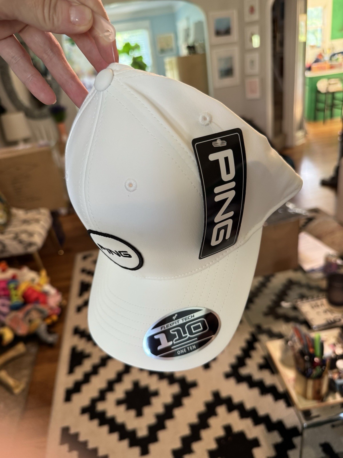 PING Patch Cap White – Flexfit Tech 110 – Brand New with Tags – Golf Hat