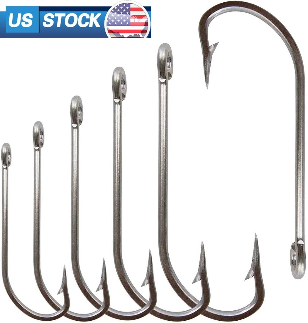 50pc 34007 Stainless Steel O'shaughnessy Fishing Hooks Long Shank Saltwater Hook