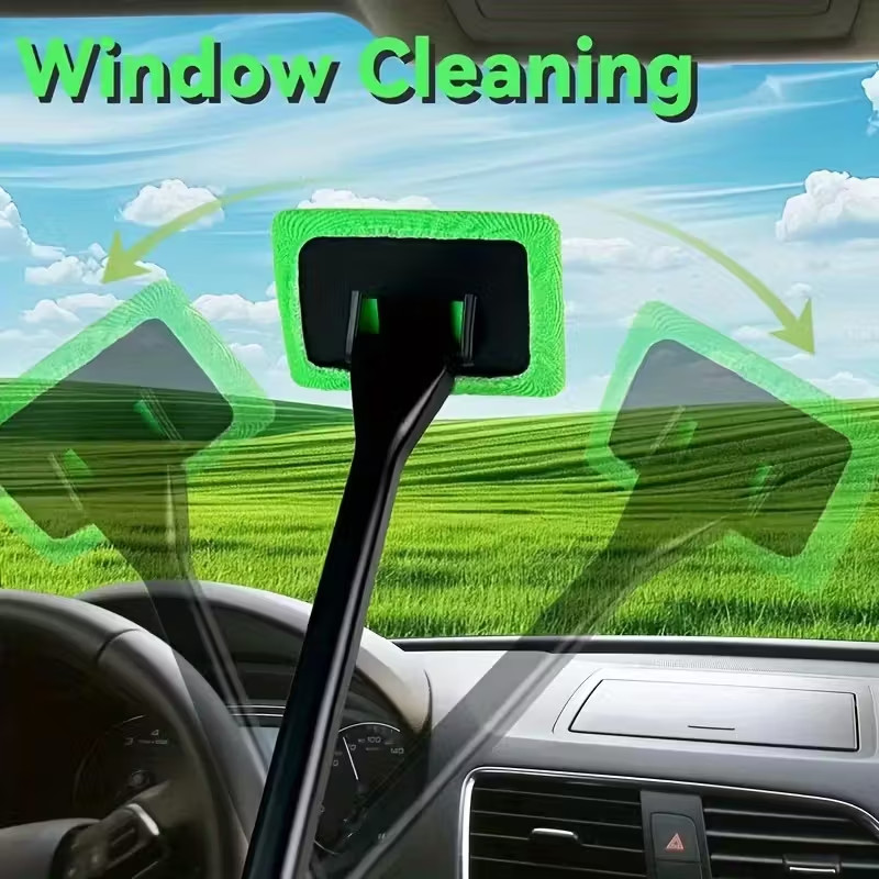 A Dual-Purpose Car Window Cleaning Brush with Interchangeable Heads