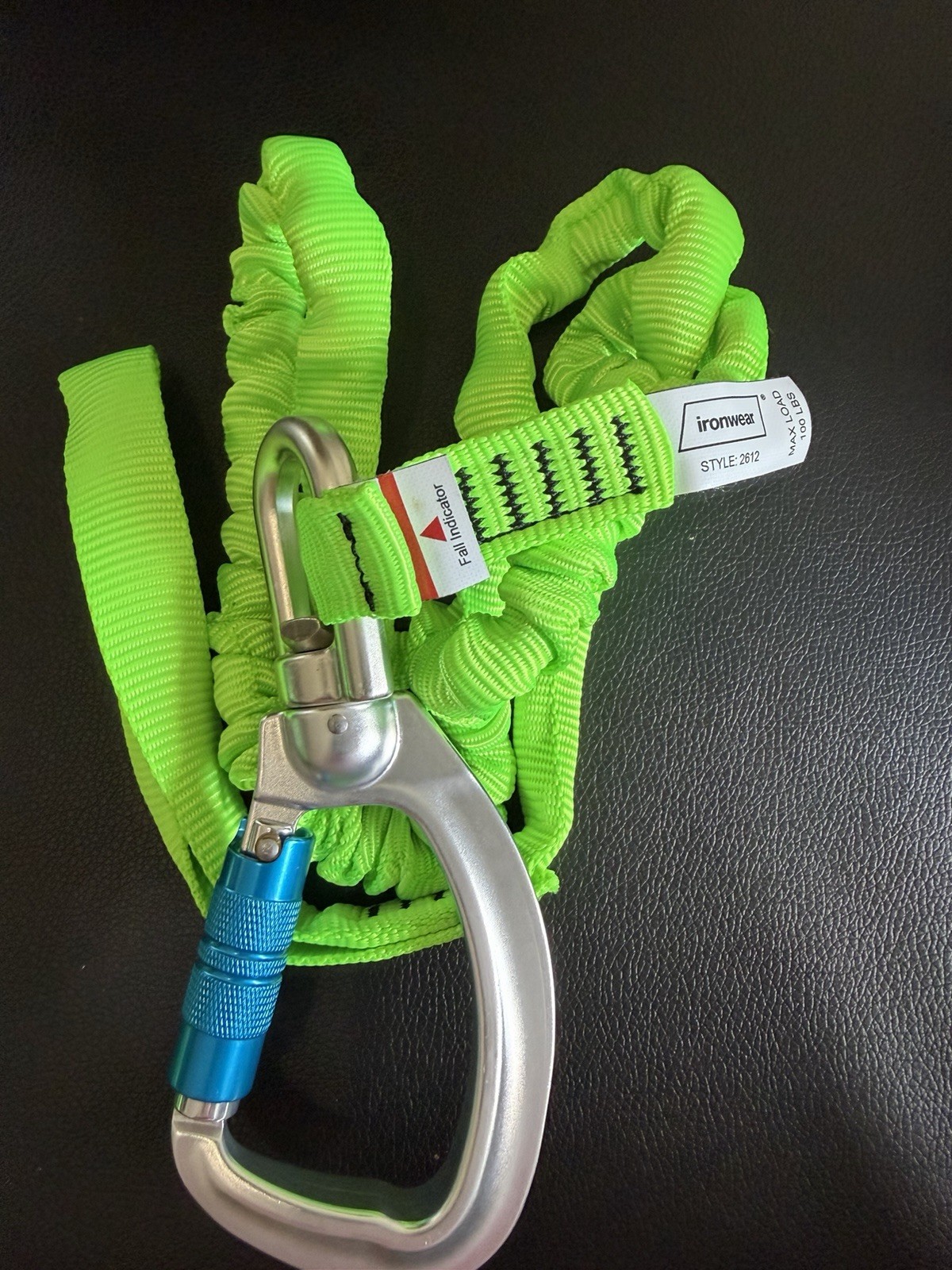 Ironwear 2612 100 lb Elastic Tool Lanyard w/ Locking Carabiner NEW Sealed