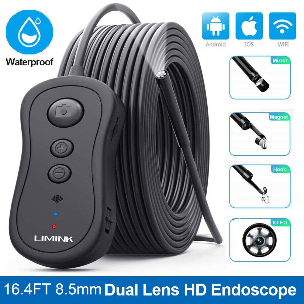 LIMINK 8.5mm WiFi Dual Lens Endoscope Borescope Inspection Camera for Android