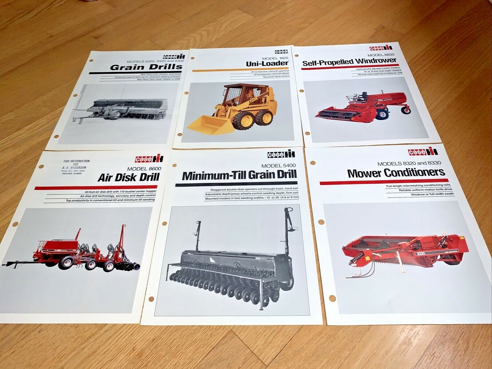 CASE / INTERNATIONAL HARVESTER 6 Sales Sheets Grain Drill / Uni-Loader / Mower