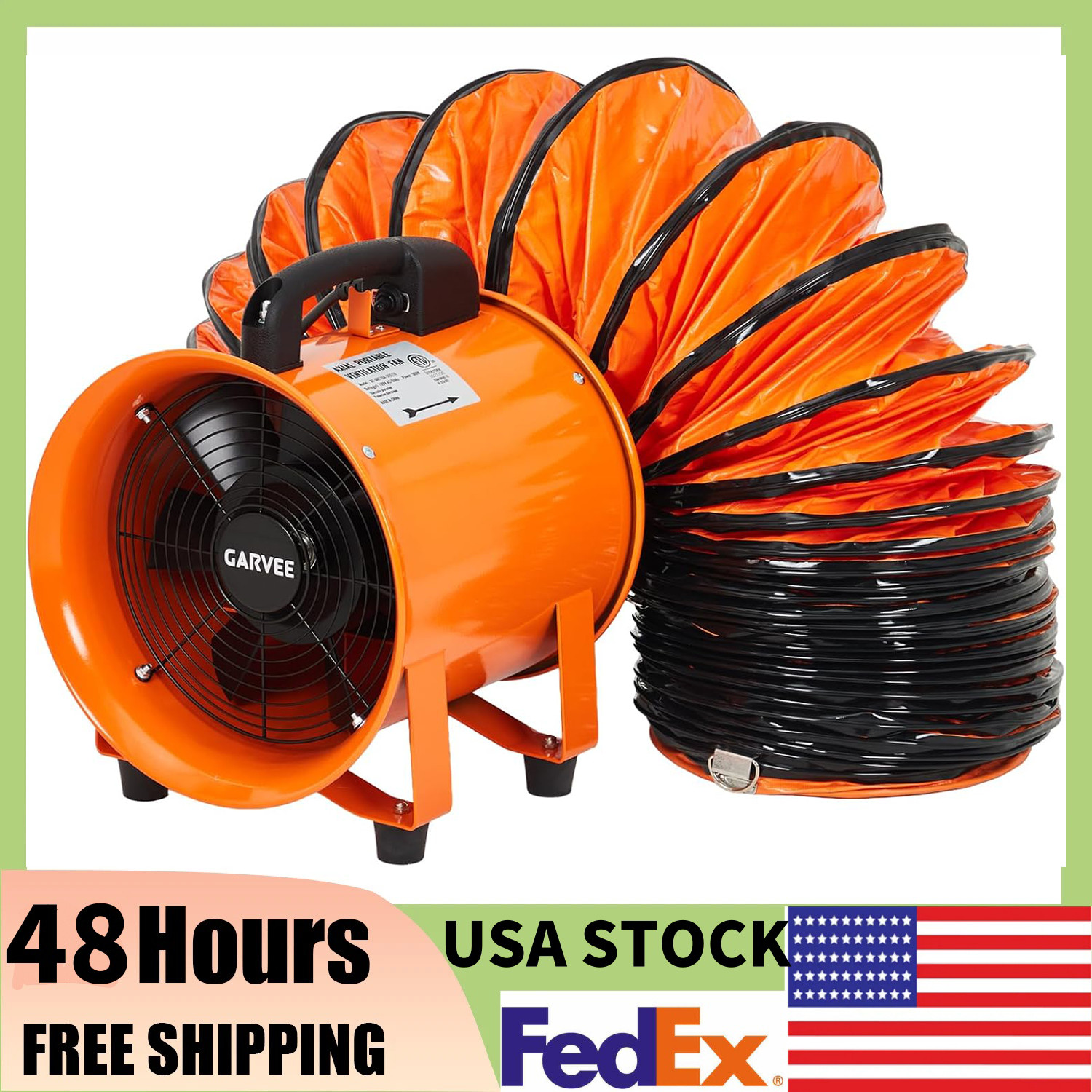 ⭐8"/10" Utility Blower Industrial Exhaust Fan w/16.4/32.8 ft  Flexible Duct Hose