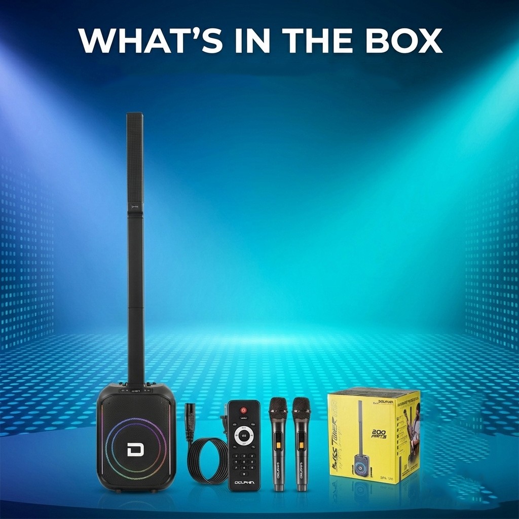 Powered Portable Column Array PA System Bluetooth Speaker with 12" Subwoofer NEW