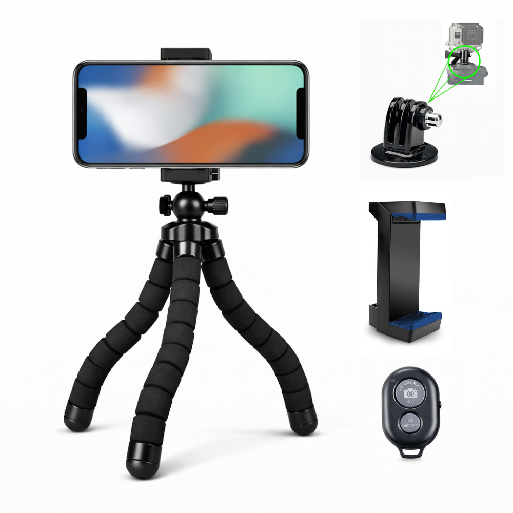 Selfie Stick 10" Tripod Phone Holder with Remote Universal Gopro Camera Stand