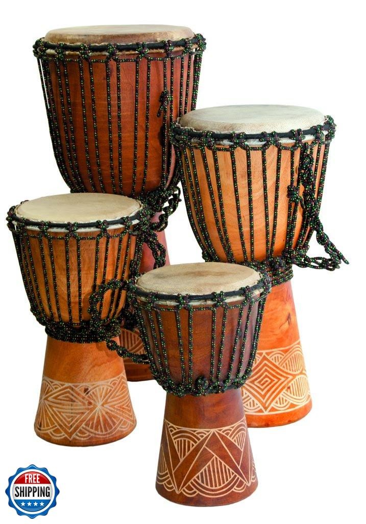 Djembe Beginner carved,10" tall, 5-6" head