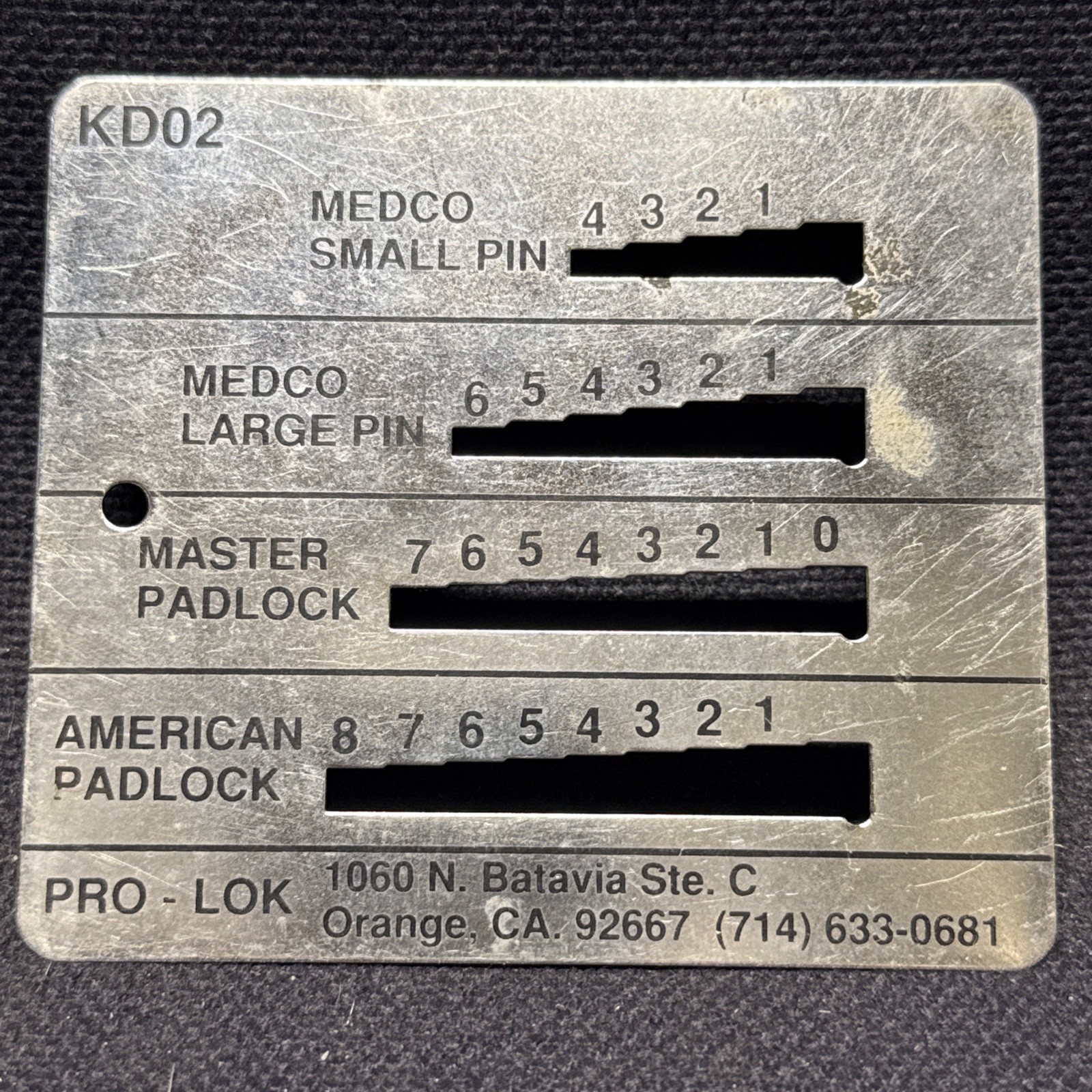 Pro-Lok Pin Key Decoder - Model: KD02 - Medco (small & Large) Master, American