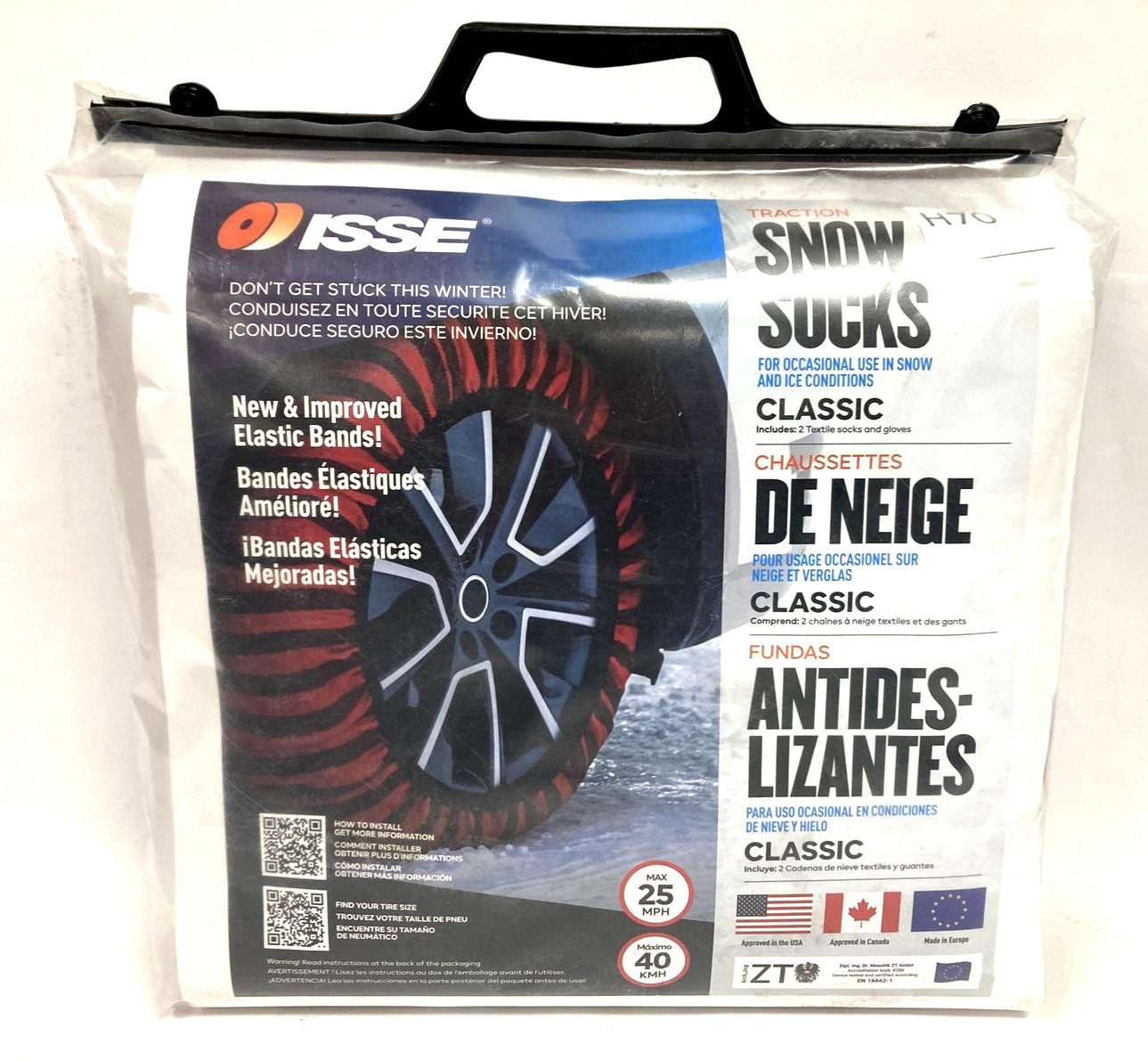 1 Pair ISSE Snow & Ice Socks – Classic Model – Size 66 ~ C6066US New