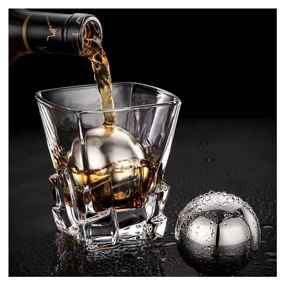 Ecentaur Reusable Stainless Steel Ice Cube Metal 2.2 inches, Ball Set of 2