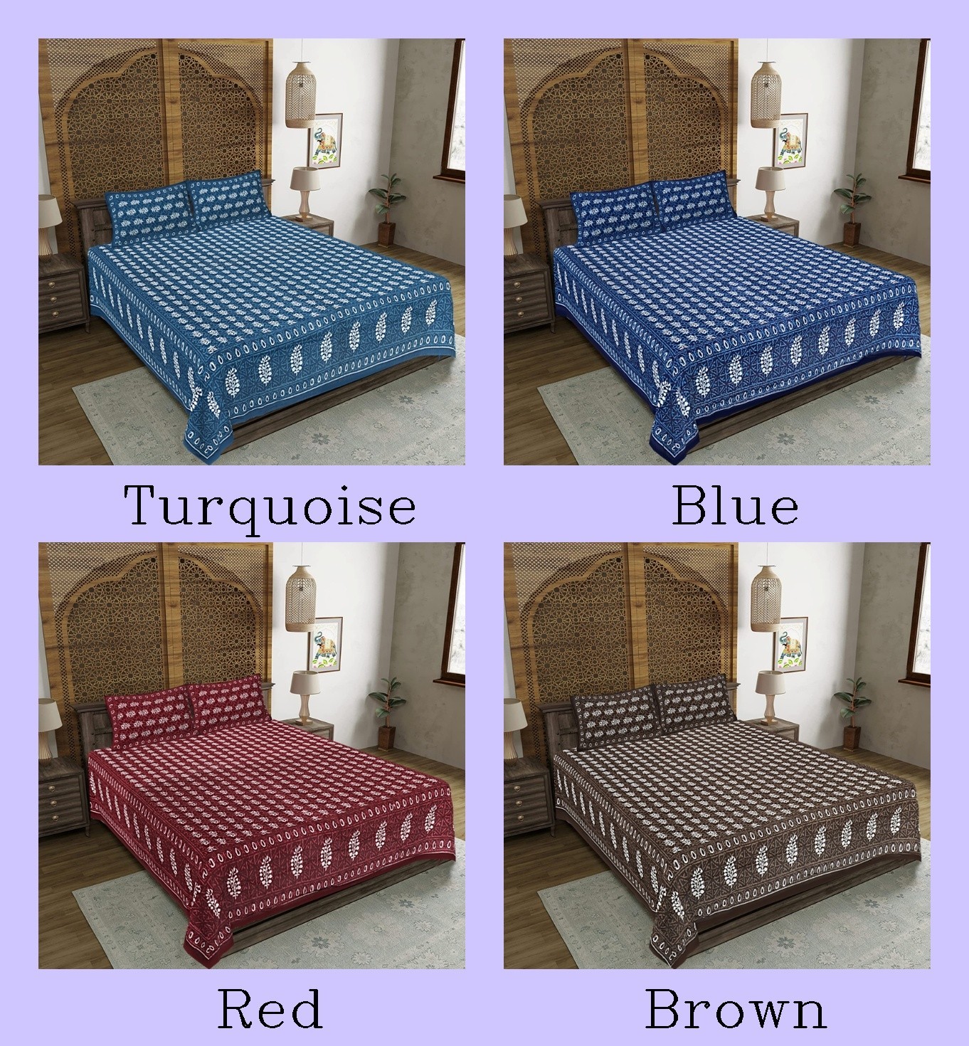 Mandala Cotton Double Bedsheet With 2 Pillow Cover Buti Design