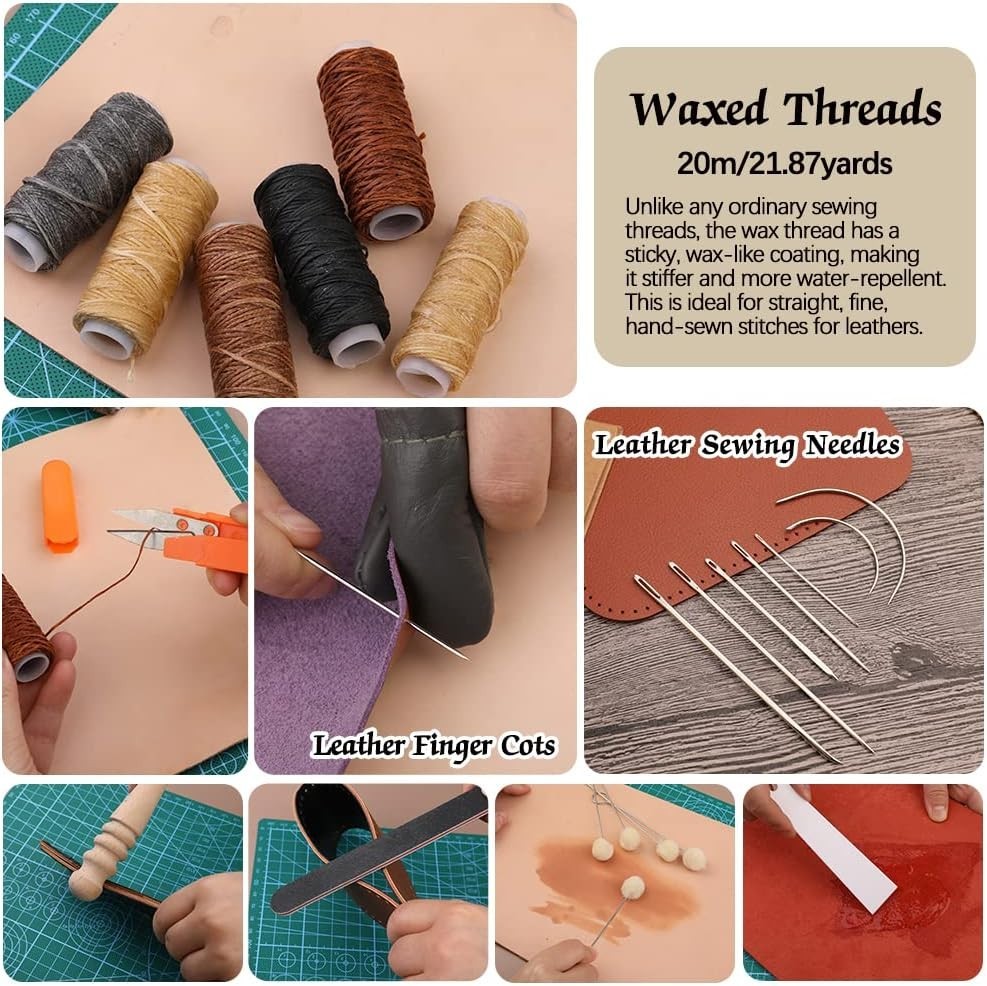 Leather Working Tools Kit, 70 Pcs, Stamping & Sewing Tools