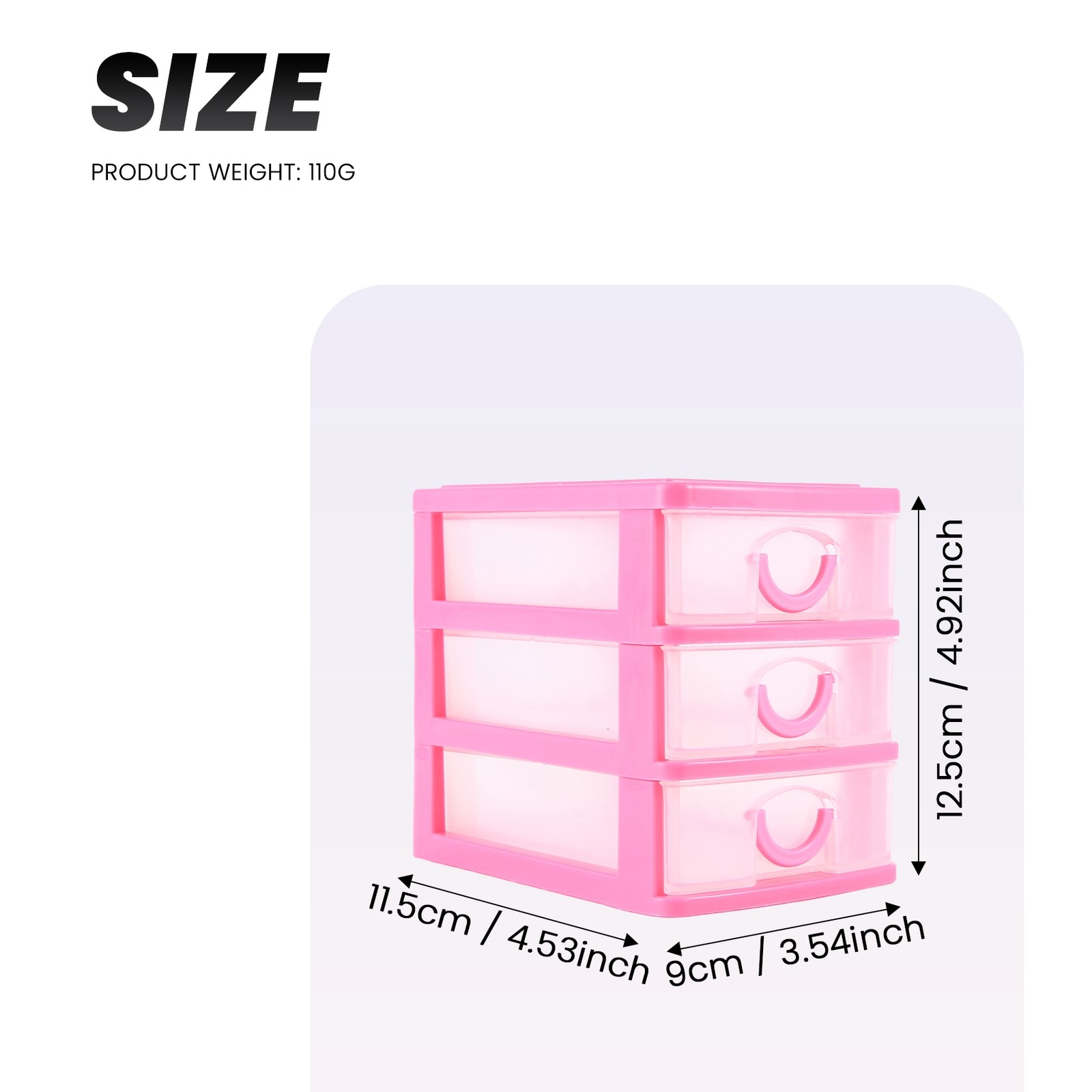 translucent Drawer type plastic Storage Box（rose red 3 Layers） S8O42276
