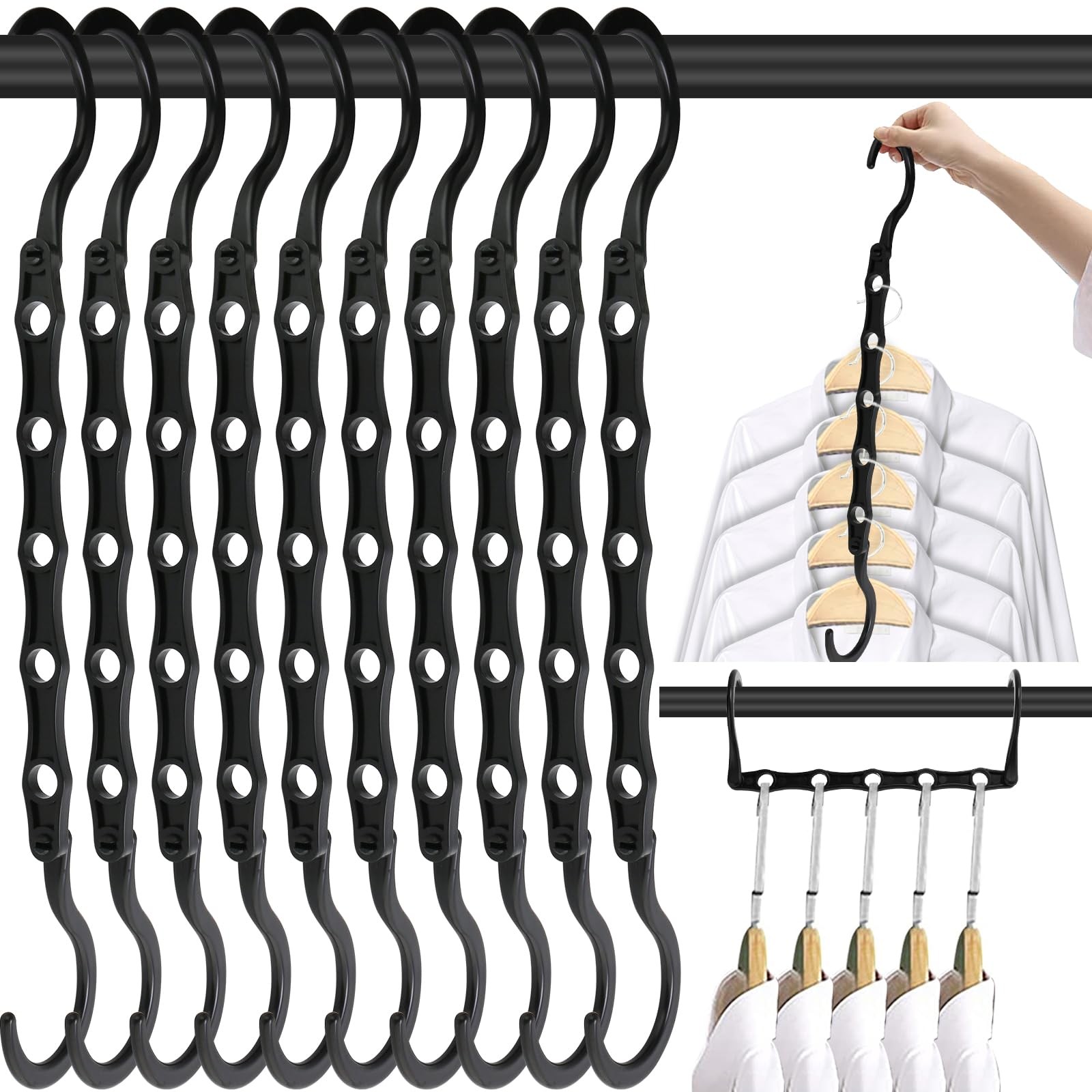 5/10 Pack Magic Hangers Space Saving Hangers Closet Space Saver Hanger Organizer