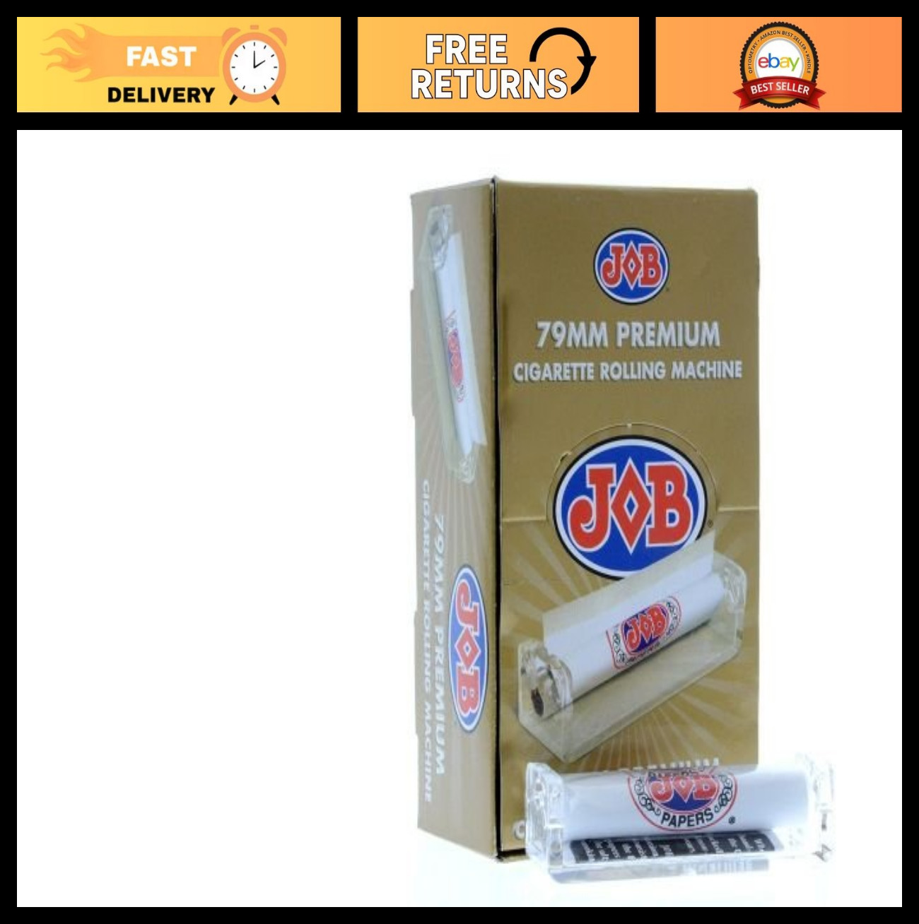 Premium White Cigarette Rolling Machine for 79mm Papers - 12 Pack Display Case