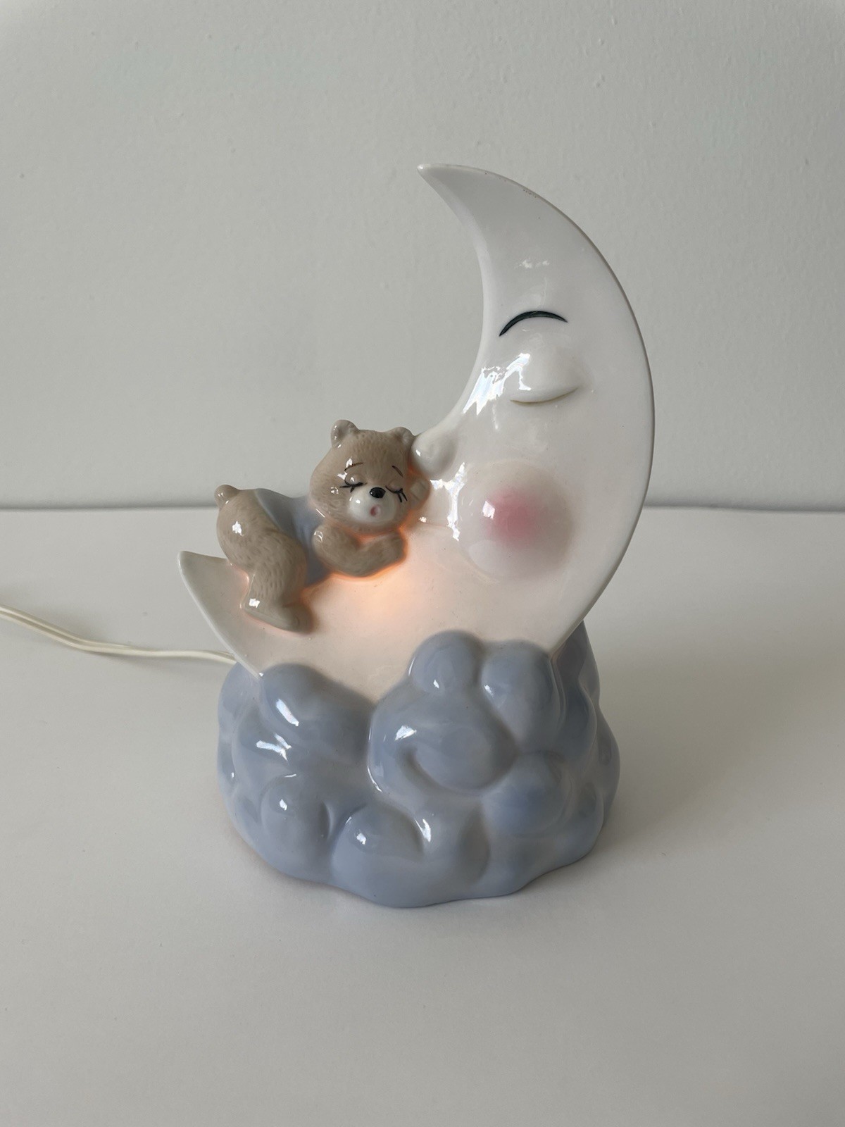 Vintage 90s Teddy Bear Sleeping On Moon And Clouds Works