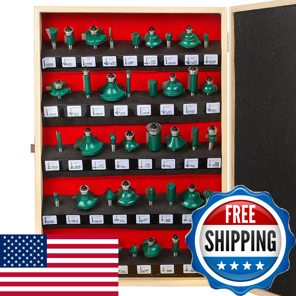LEATBUY 1/4-Inch Shank Door&Drawer Front Edging Router Bit Set 41 PCS, Woodworki