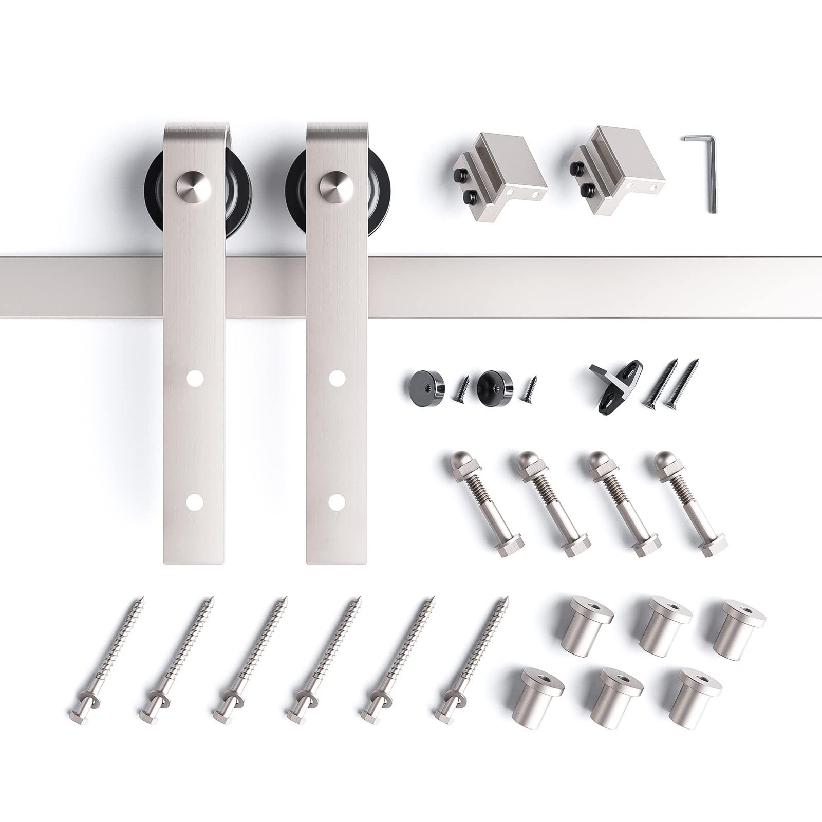 Easelife 8 Ft Brushed Nickel Sliding Barn Door Hardware Track Kitbasic J