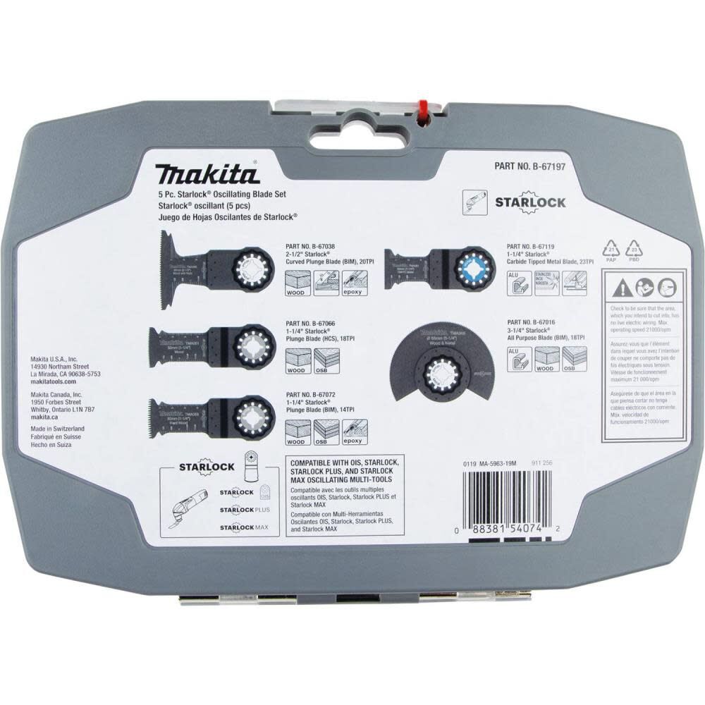 Makita 5 Pc Starlock Oscillating Blade Set