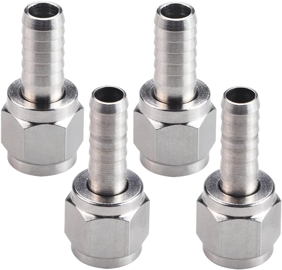2 Pair Hose Swivel Nut Barb, 3/16'' & 5/16'', Stainless Steel 1/4" MFL Quick Dis