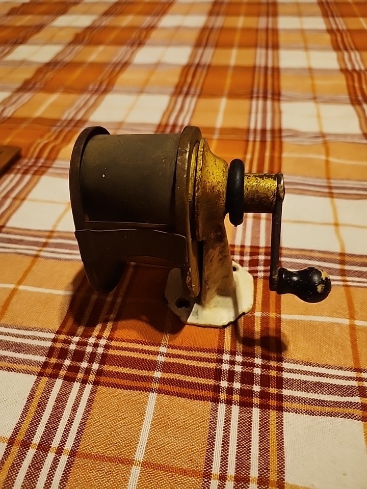 Vtg Metal Schoolhouse Pencil Sharpener One Hole tested works well