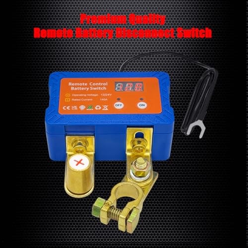 Remote Battery Disconnect Switch 12V W/Voltmeter, 140A 140A Top Post Pos