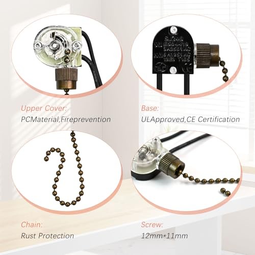 2PCS Zing Ear ZE-109 Ceiling Fan Chain Pull On Off Speed Switch | Practical