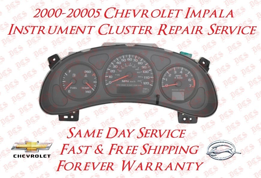 2000-2005 CHEVROLET IMPALA INSTRUMENT CLUSTER MAIL-IN REPAIR SERVICE GM GAUGE
