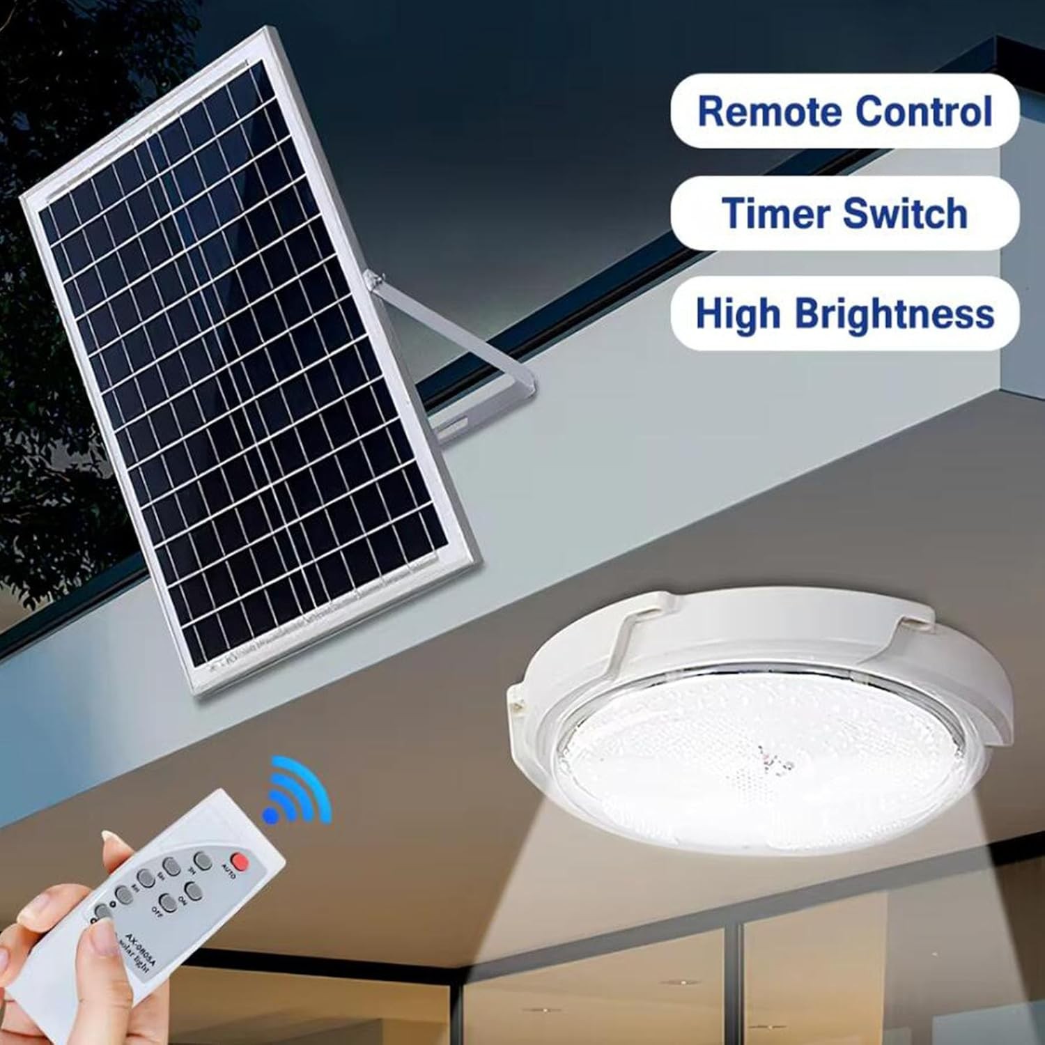 20CM Solar LED Ceiling Light Remote Control Pendant Lamp Outdoor Indoor Garden