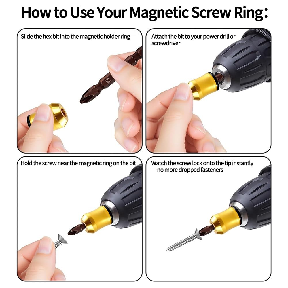 Magnetizer & Demagnetizer Tool Set, Screwdriver Head Magnetic Ring, 3Pcs Allo...