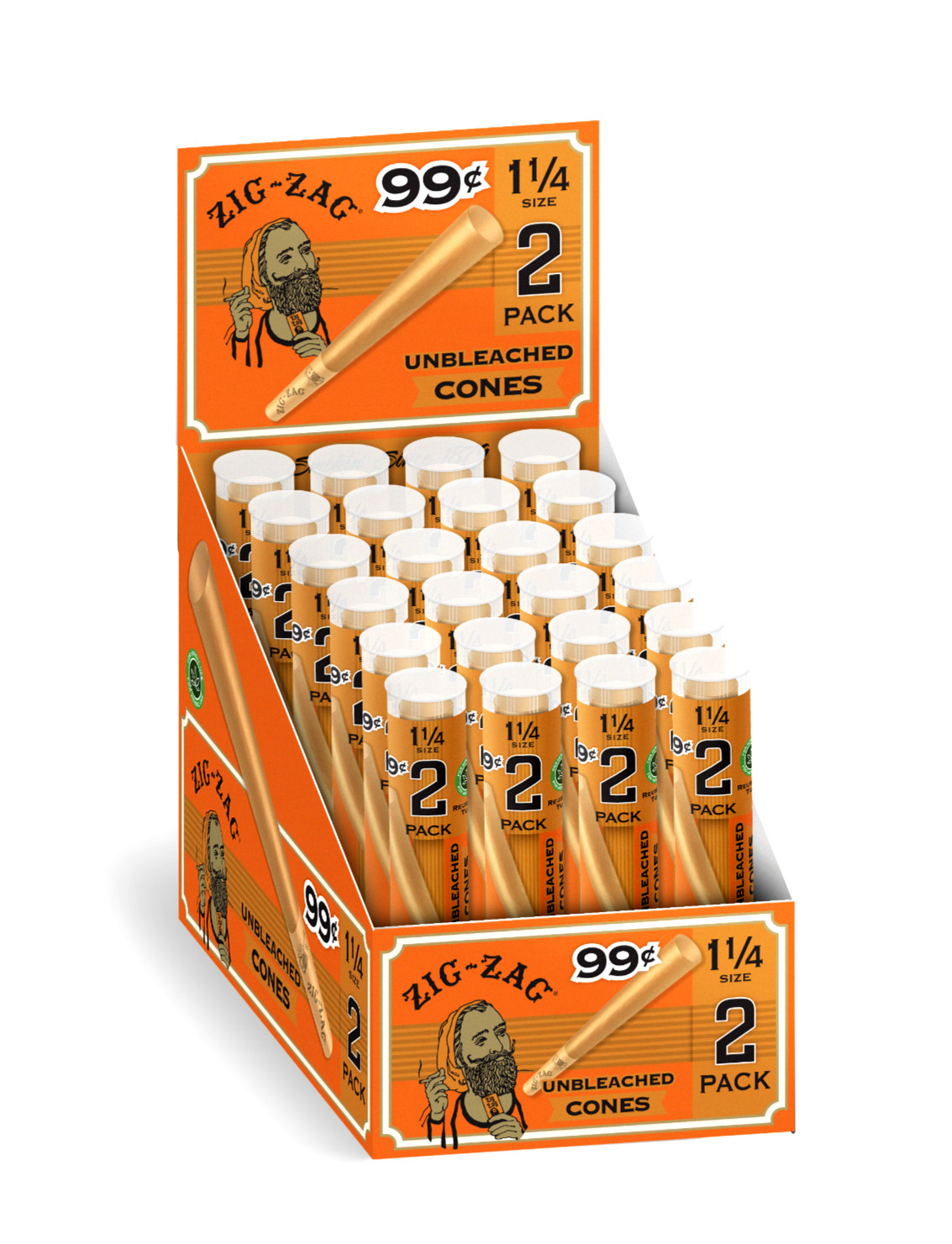Zig Zag Cones Unbleached I-1/4  24/2 Pack total 48 .Retail pack .99c