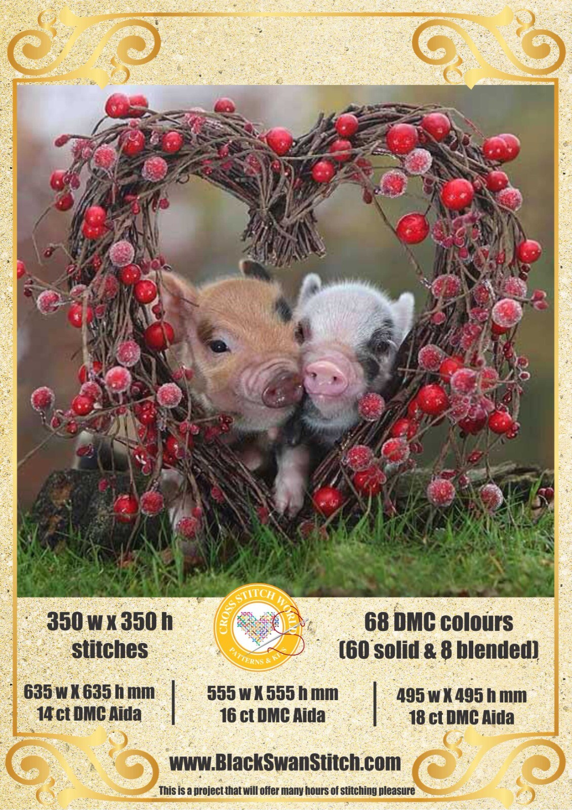 Valentine piggies 659 Chart Counted Cross Stitch Pattern DMC