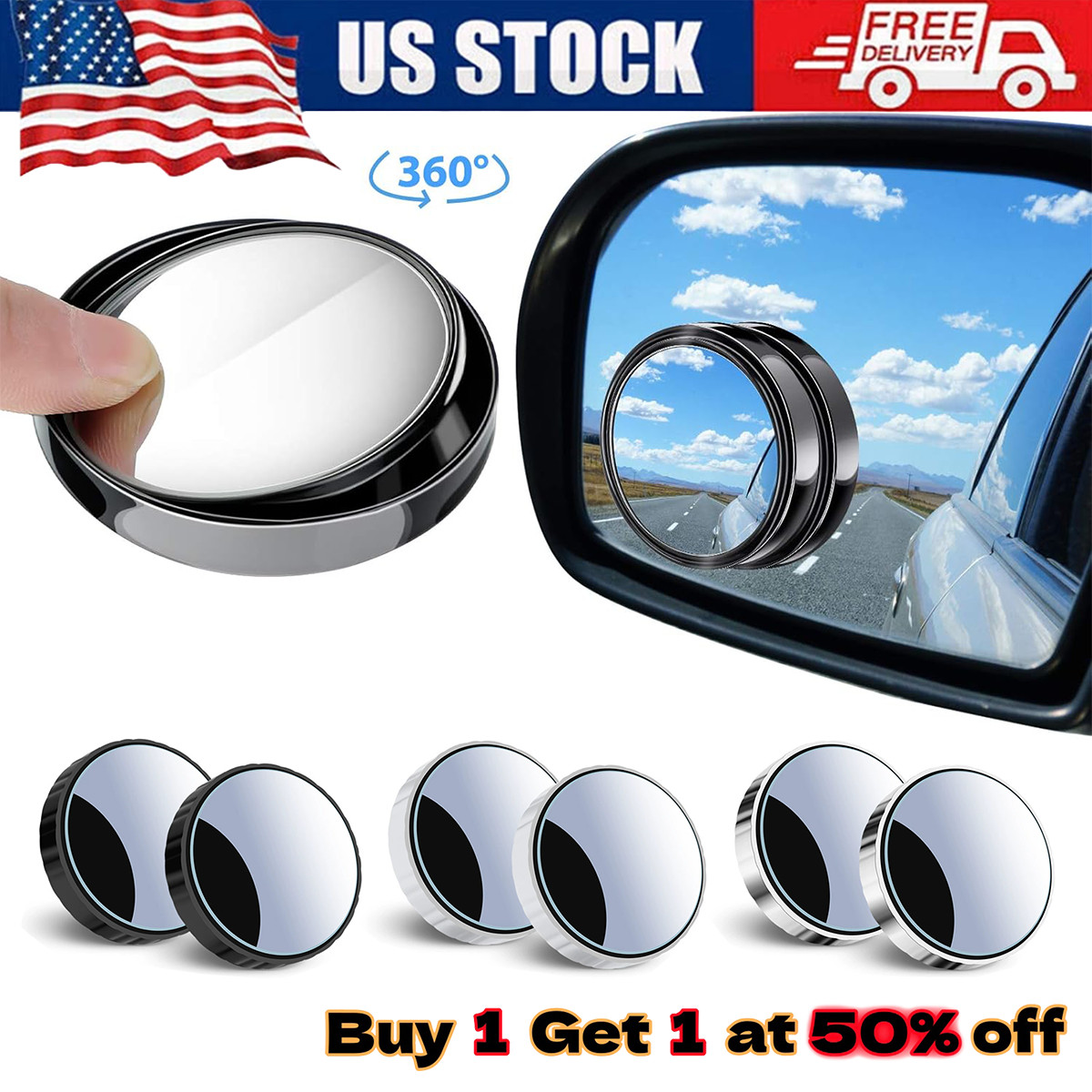 Blind Spot Mirrors 360° Wide Angle Long Design Rear Side View Mirror Car Truck