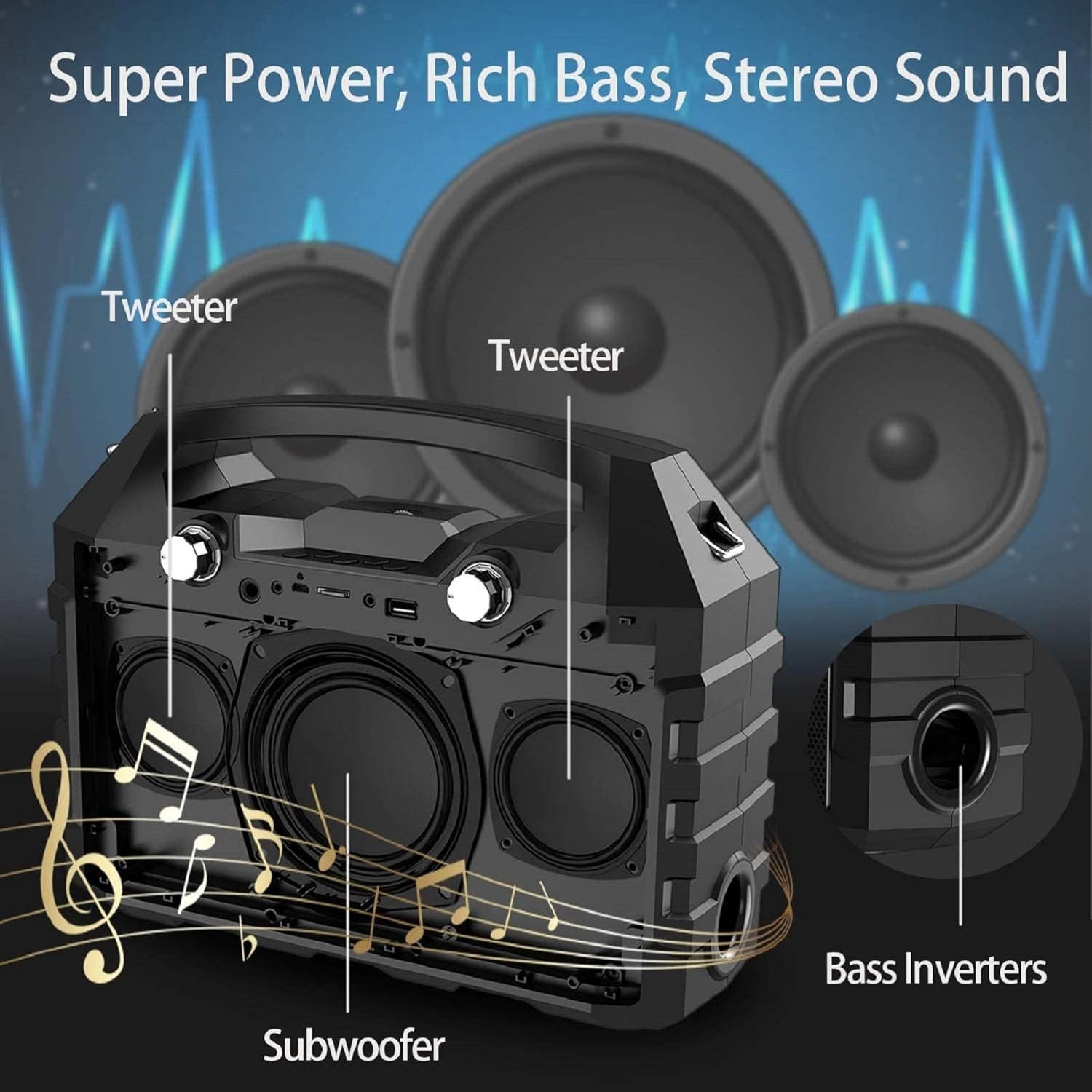 PA Speaker Wireless Portable Powerful Bluetooth Karaoke