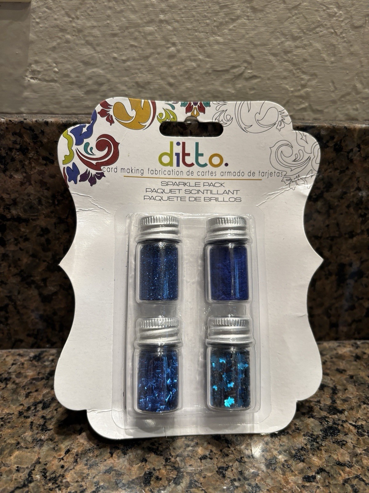 Ditto. Card Making Sparkle/ Glitter Variety 4 Pack Of 5ml Bottles Blue
