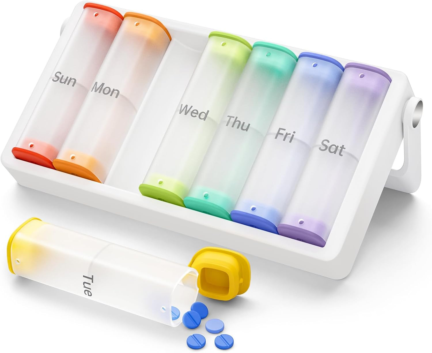 Weekly Pill Organizer 2 Times a Day, KOVIUU Large Travel Pill Box 7 Day, Am Pm T