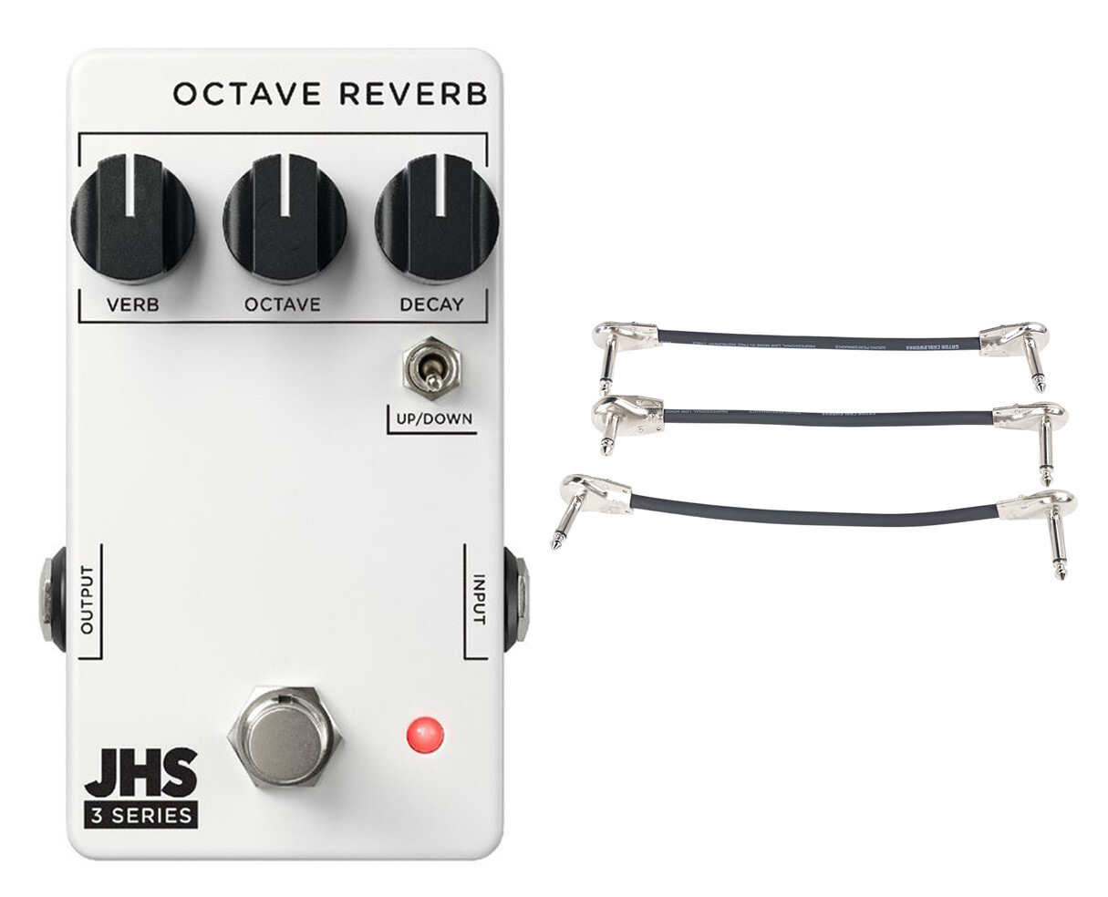 JHS 3 Series Octave Reverb + Gator Patch Cable 3 Pack