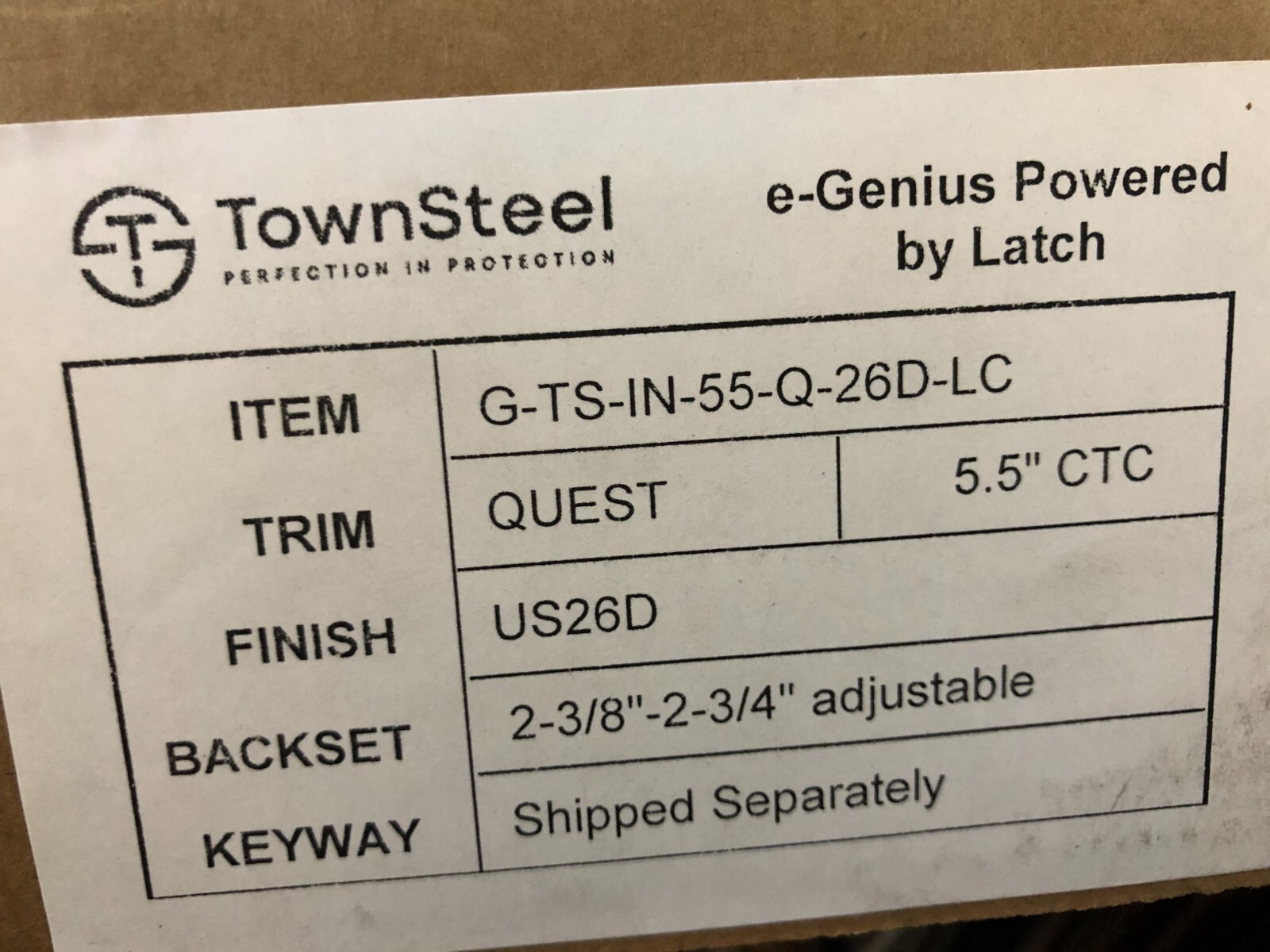 Townsteel e-Genius Powered by Latch Stainless Entry Lock MISSING KEYWAY "READ"