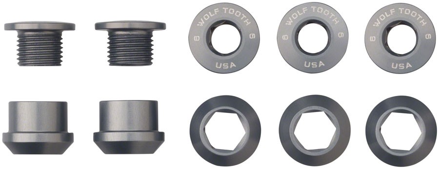1x Chainring Bolt Sets - Wolf Tooth 1x Chainring Bolt Set - 6mm, Dual Hex